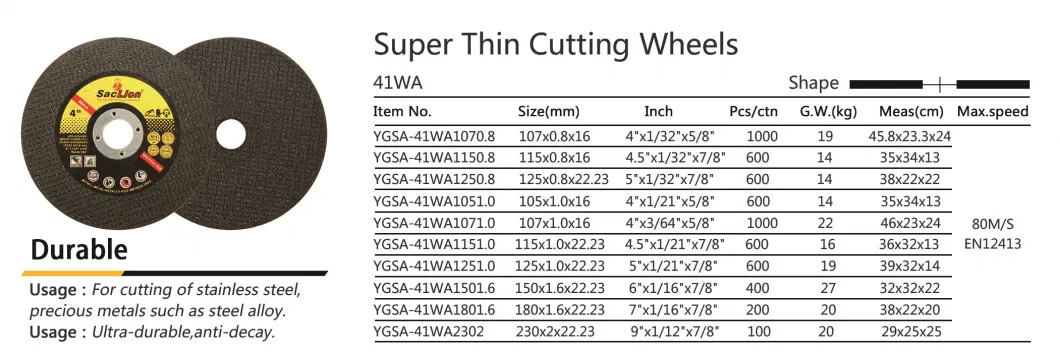 7 Inch 180X1.6X22.2mm Cutting Disc Abrasive Cutting Disc for Metal and Inox